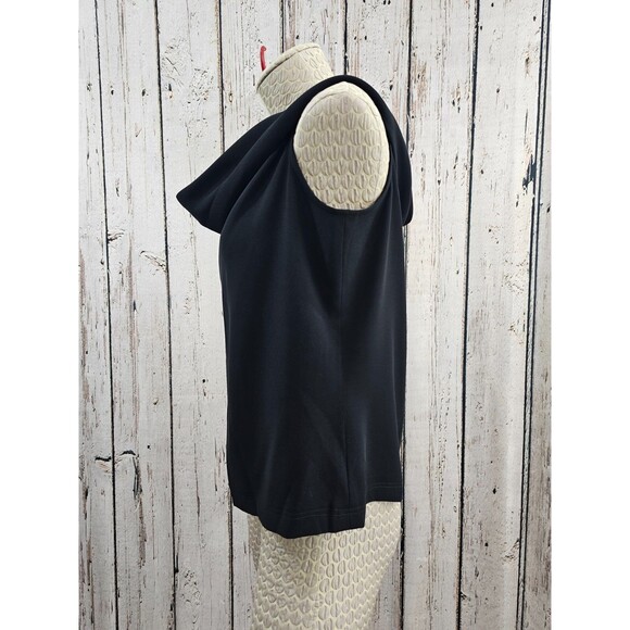 Dana Buchman 10 Black Drape Neck Career Work Blouse Top Shirt Stretch Orig. EUC - Picture 4 of 6